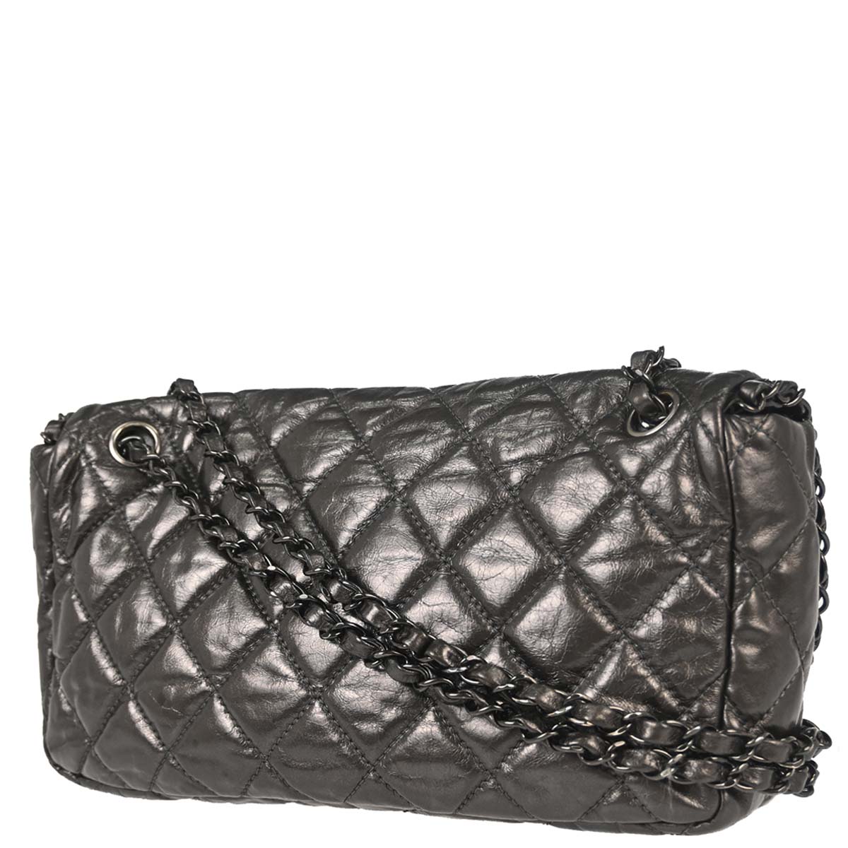 Chanel Gray Calfskin Chain Me Luxury Line Flap Bag Shoulder Bag