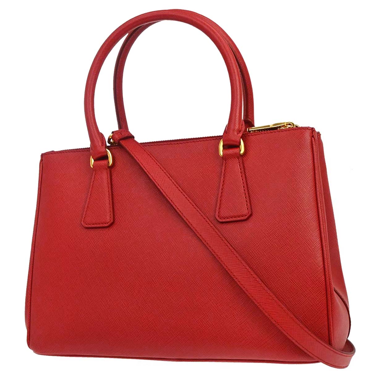 Prada Red Leather Galleria 2way Shoulder Tote Handbag