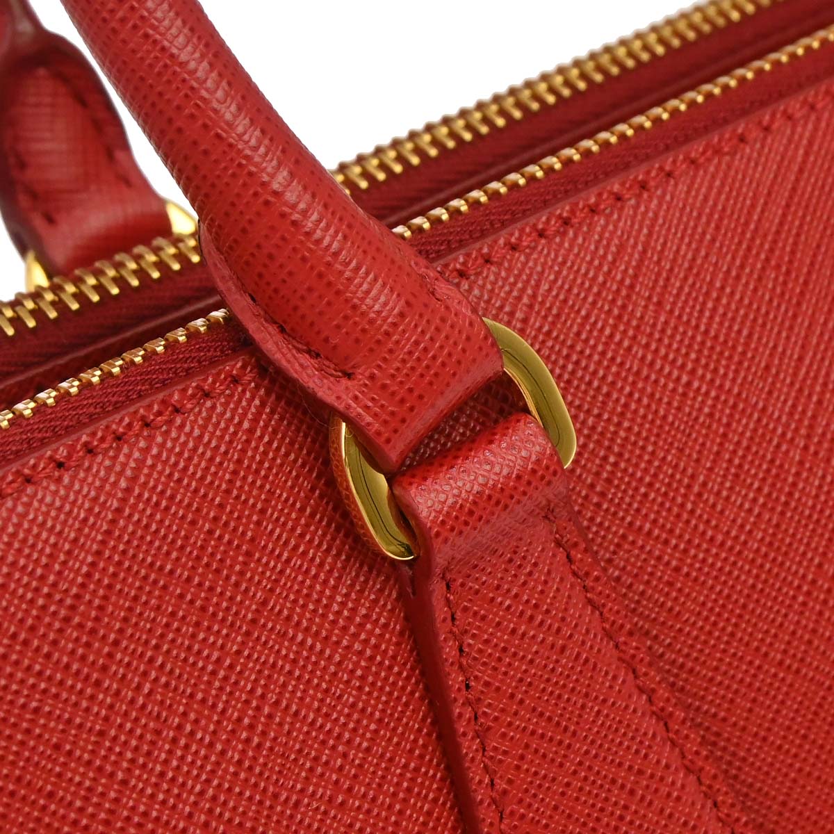 Prada Red Leather Galleria 2way Shoulder Tote Handbag