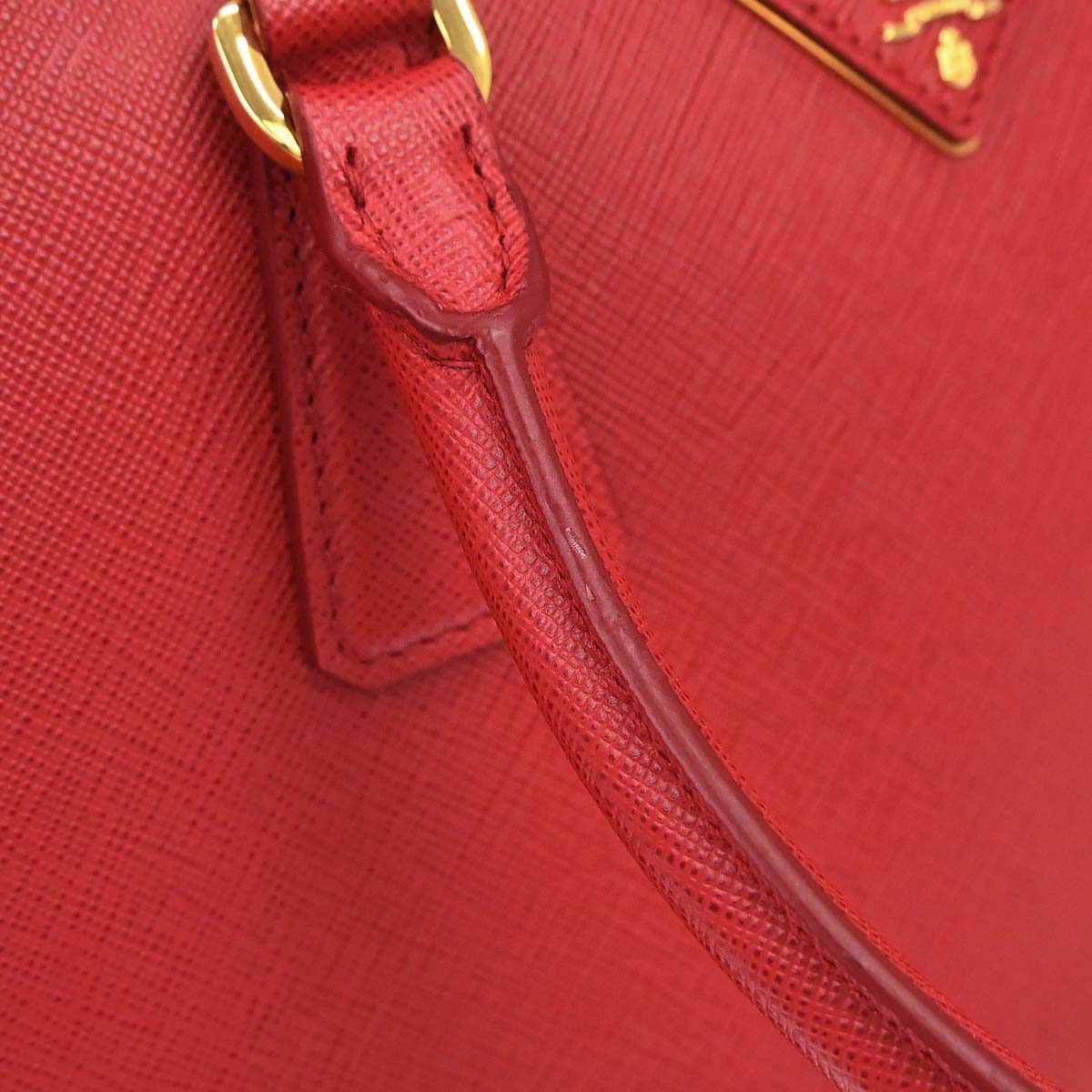Prada Red Leather Galleria 2way Shoulder Tote Handbag