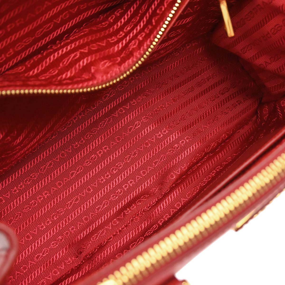 Prada Red Leather Galleria 2way Shoulder Tote Handbag