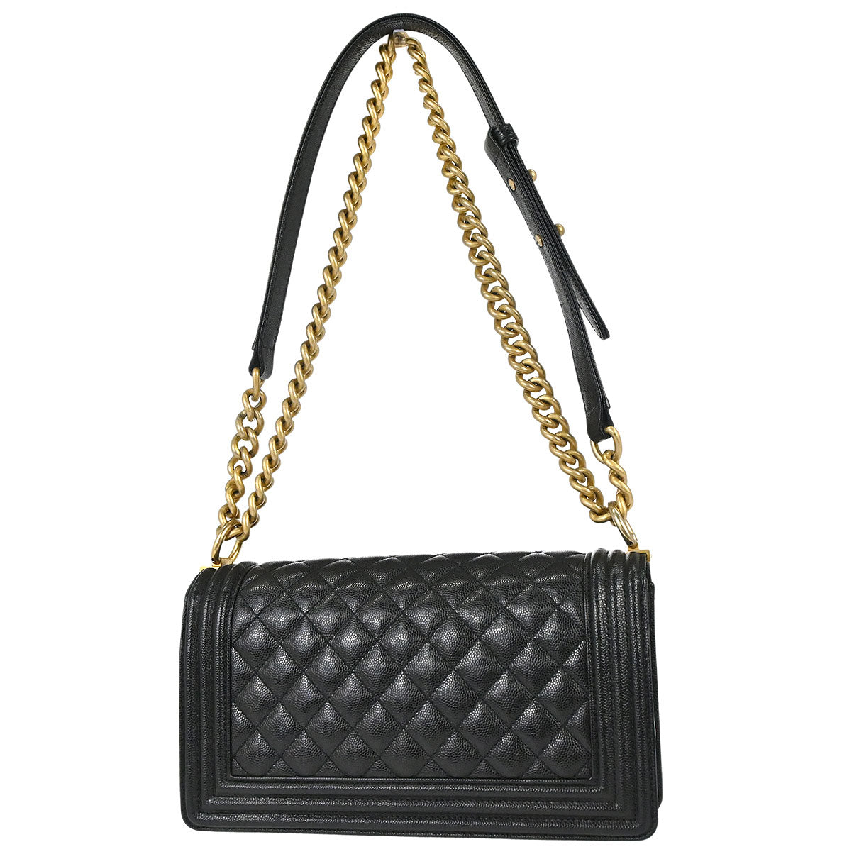 Boy Chanel 2018-2019 Black Caviar Skin Medium Chain Shoulder Bag
