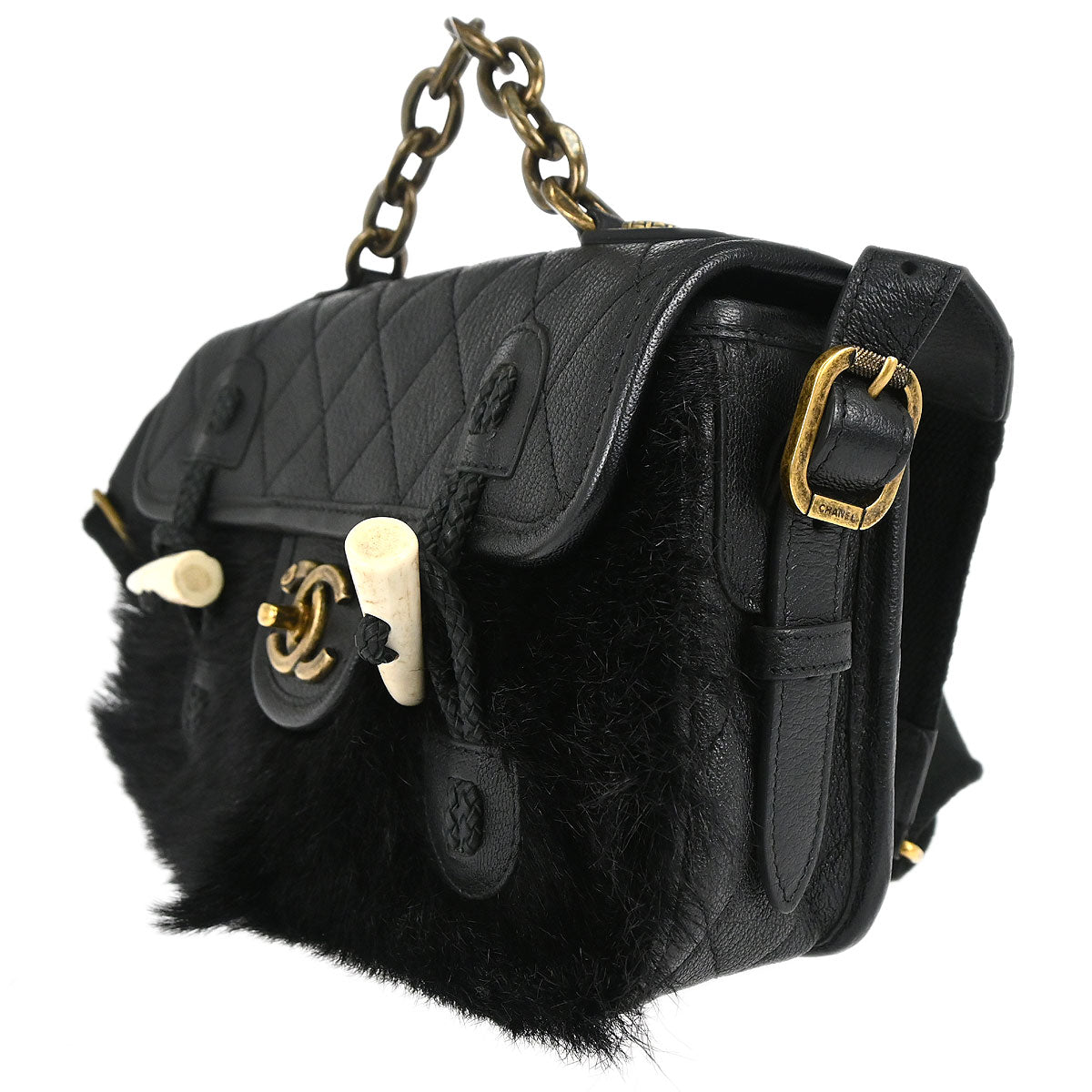 Chanel Black Calfskin Paris-Salzburg Cowboy 2way Messenger Handbag