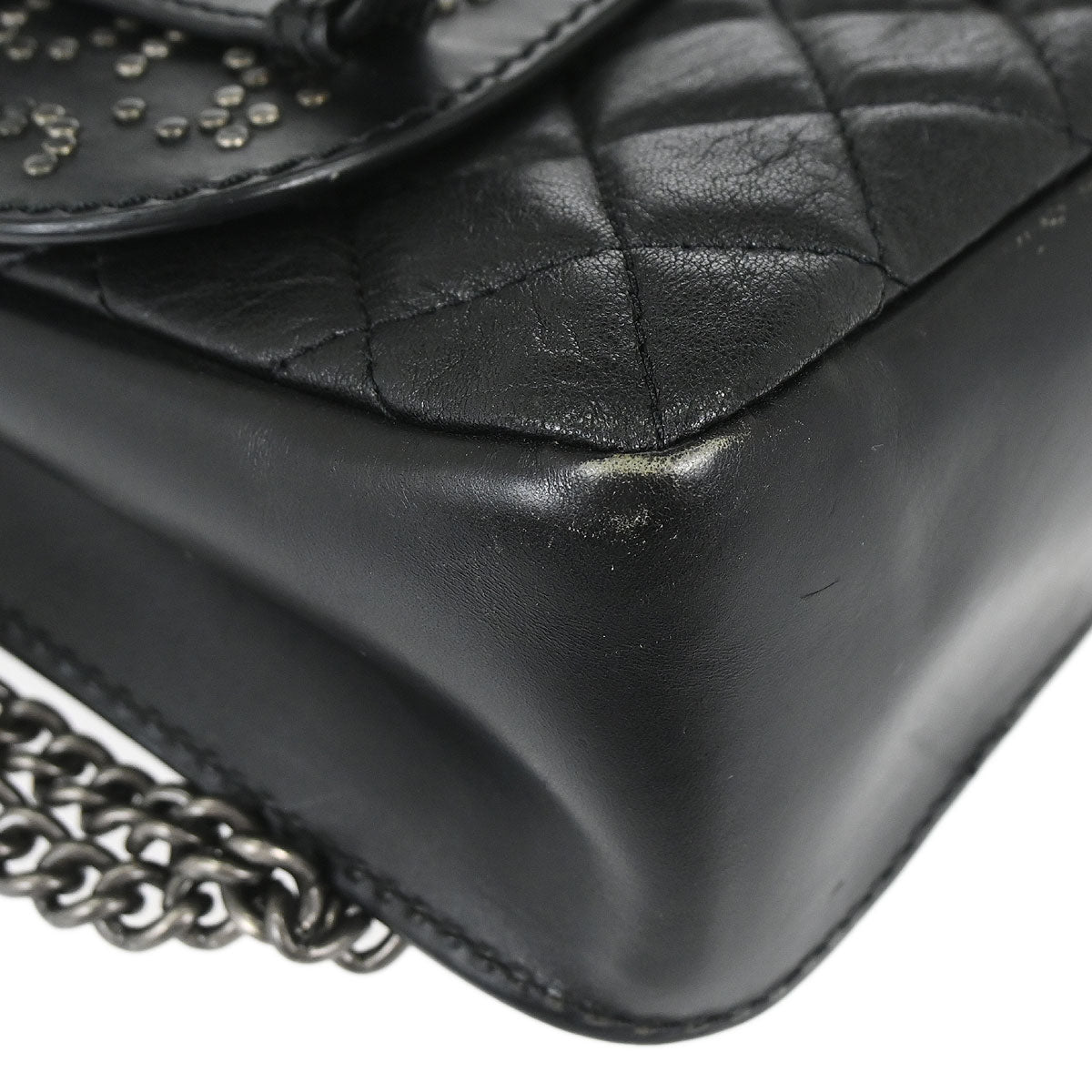 Chanel 2014 Black Lambskin Paris-Dallas Studded Flap Shoulder Bag