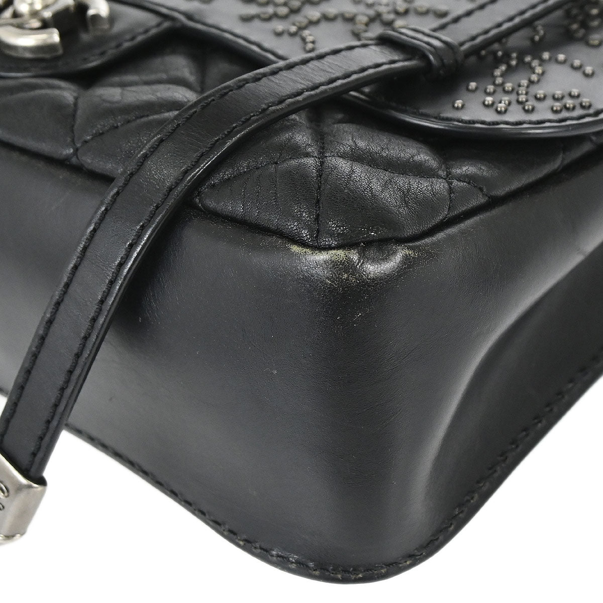 Chanel 2014 Black Lambskin Paris-Dallas Studded Flap Shoulder Bag