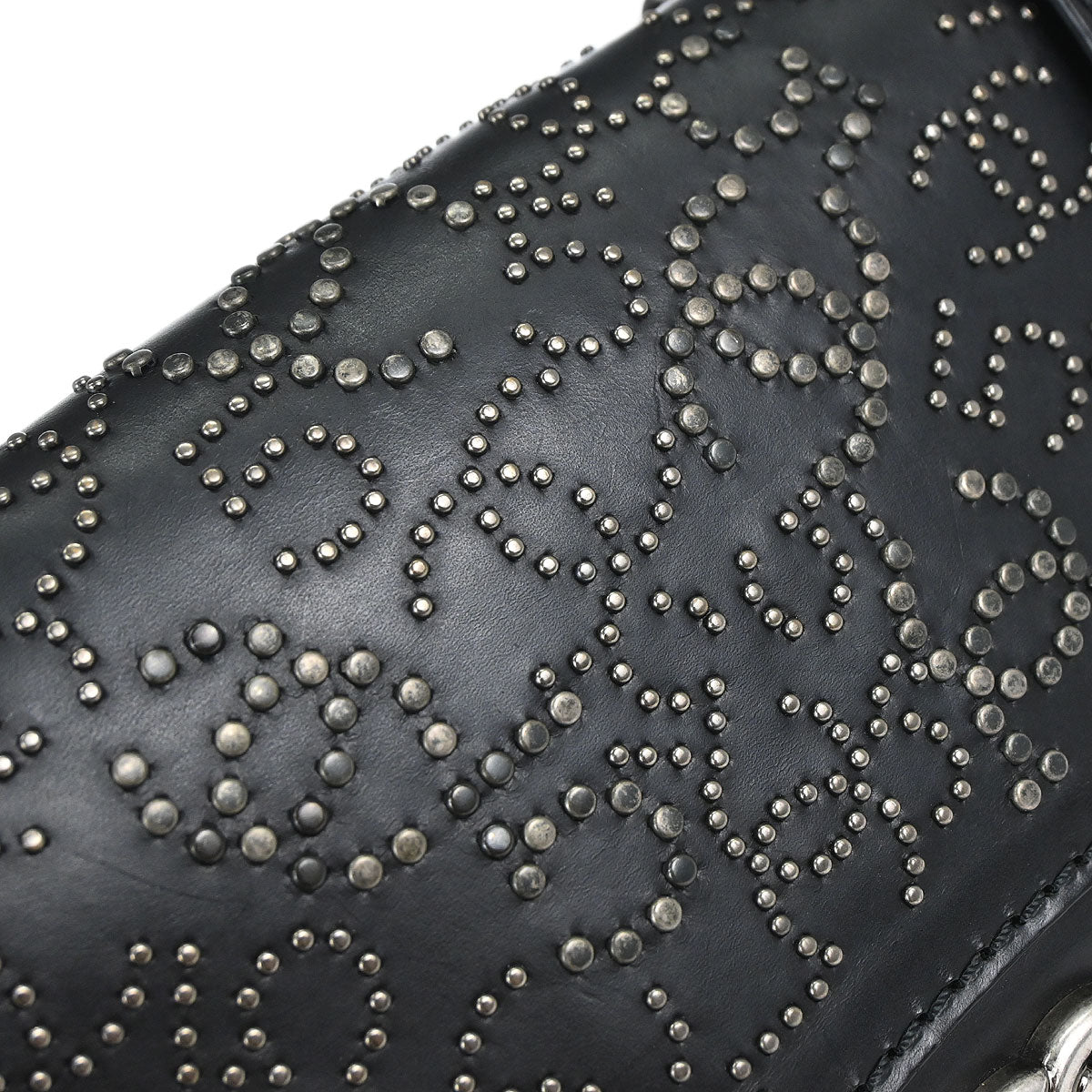 Chanel 2014 Black Lambskin Paris-Dallas Studded Flap Shoulder Bag