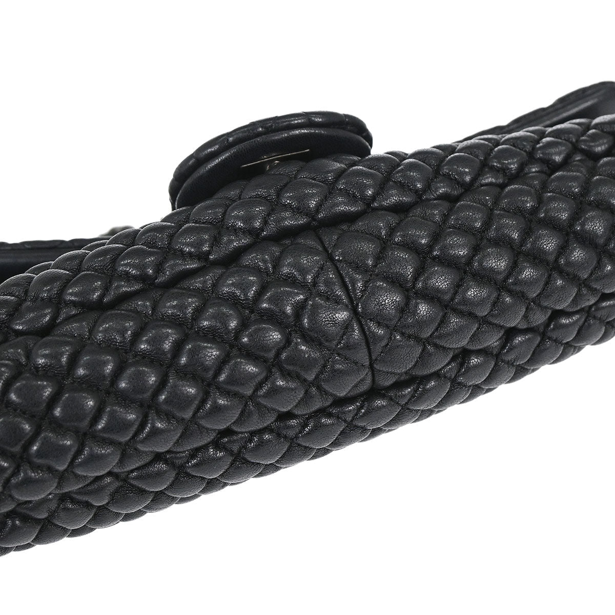 Chanel 2015-2016 Black Lambskin Bubble Quilted Shoulder Bag