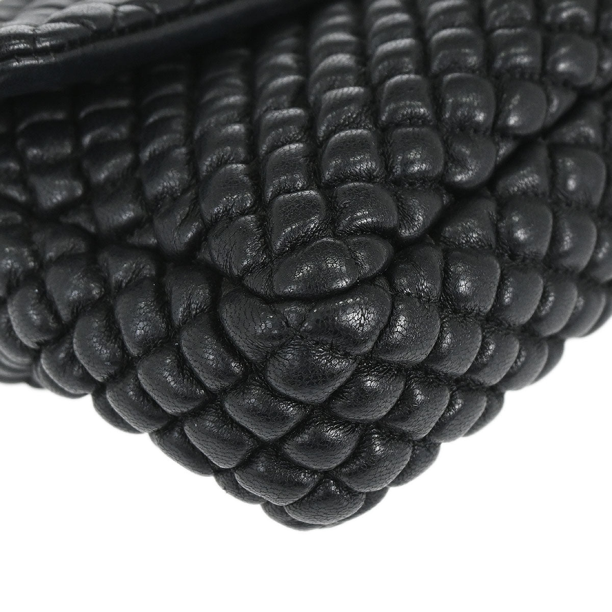 Chanel 2015-2016 Black Lambskin Bubble Quilted Shoulder Bag