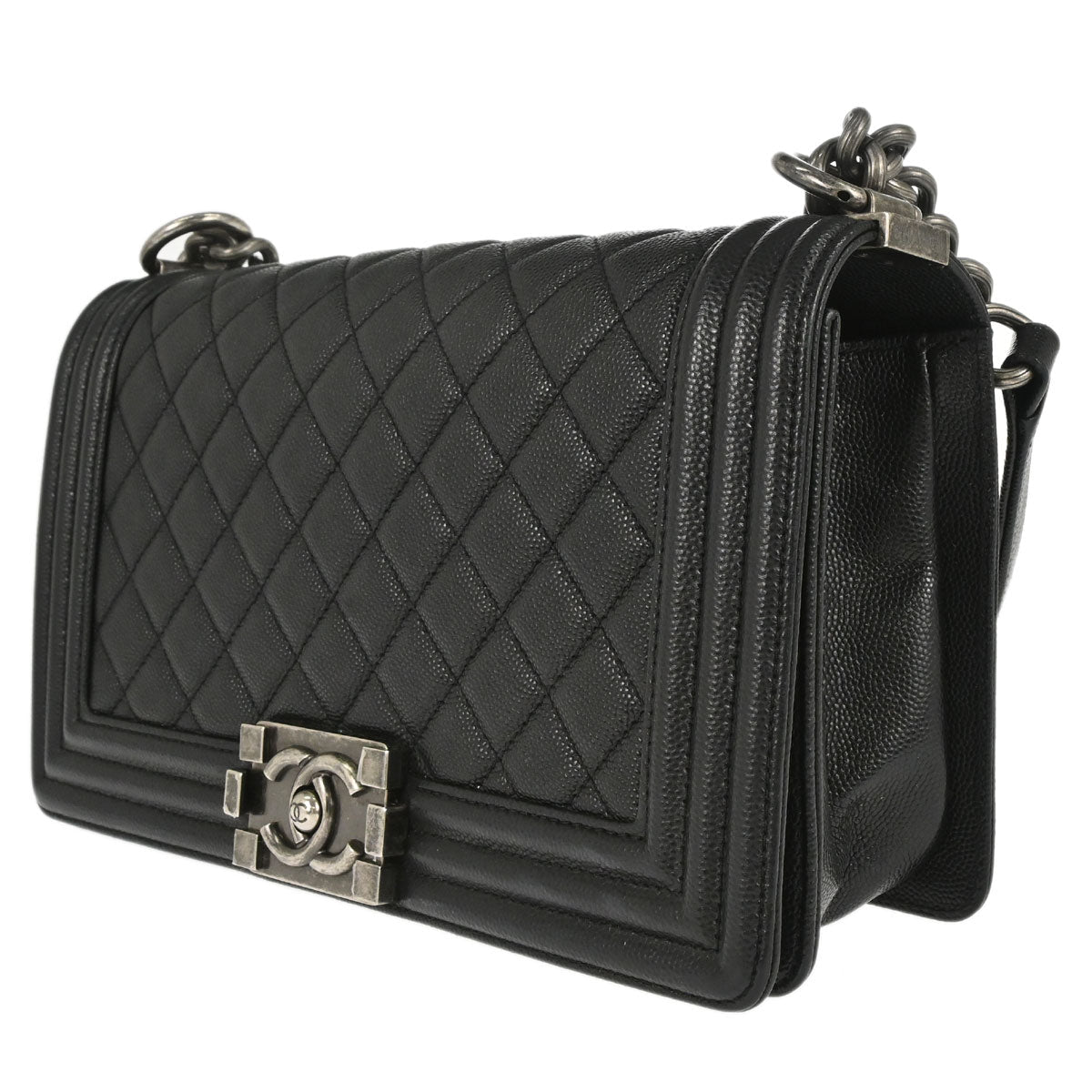 Boy Chanel 2017 Black Caviar Skin Medium Shoulder Bag