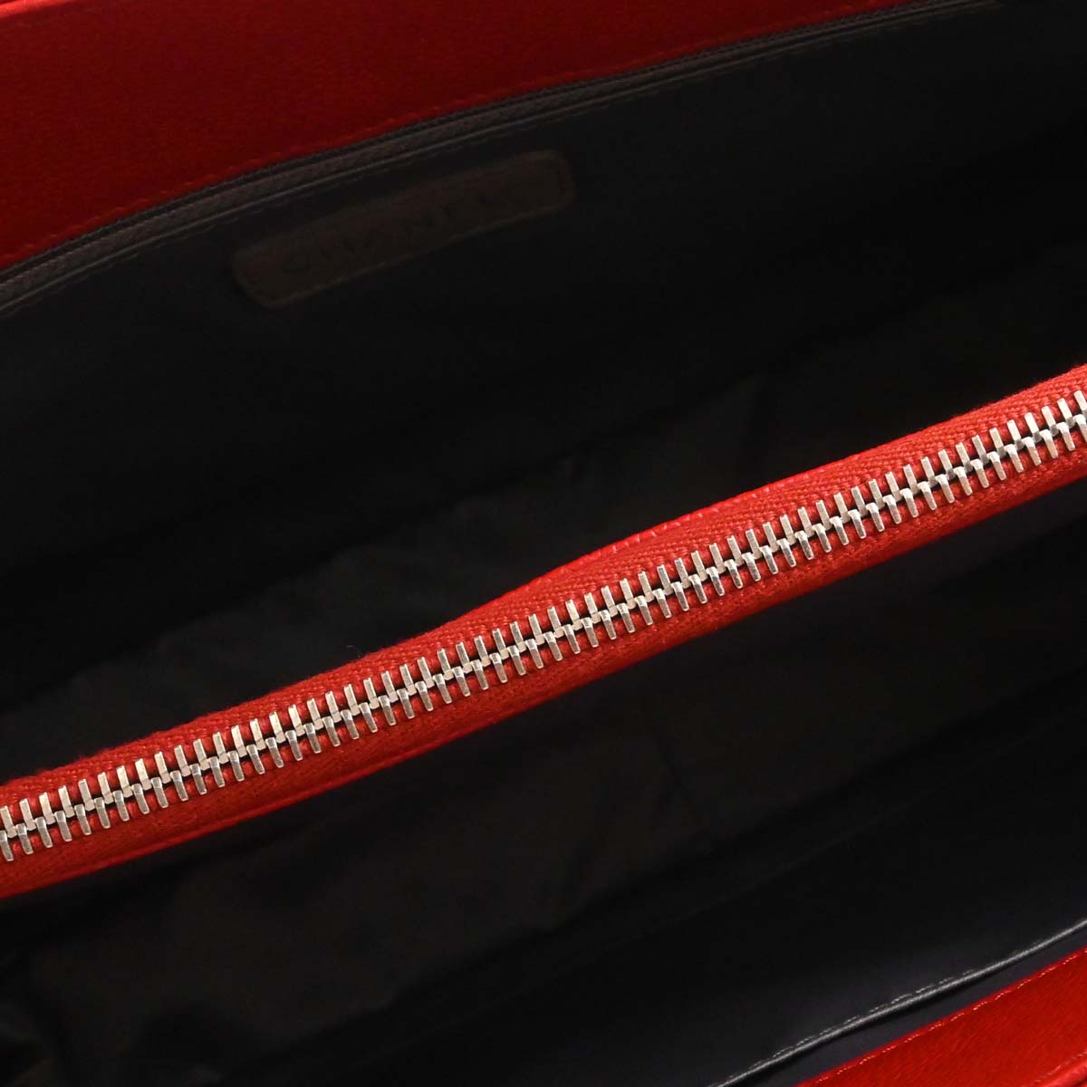 Chanel Red Caviar Skin Grand Shopping Tote GST Chain Handbag