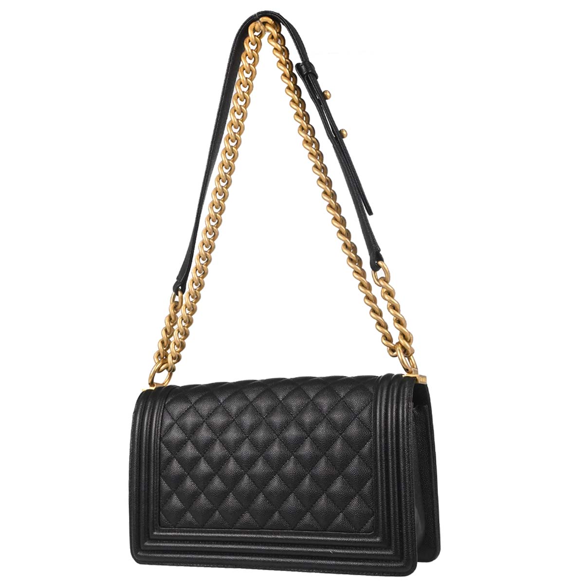 Boy Chanel Black Caviar Skin Medium Chain Shoulder Bag