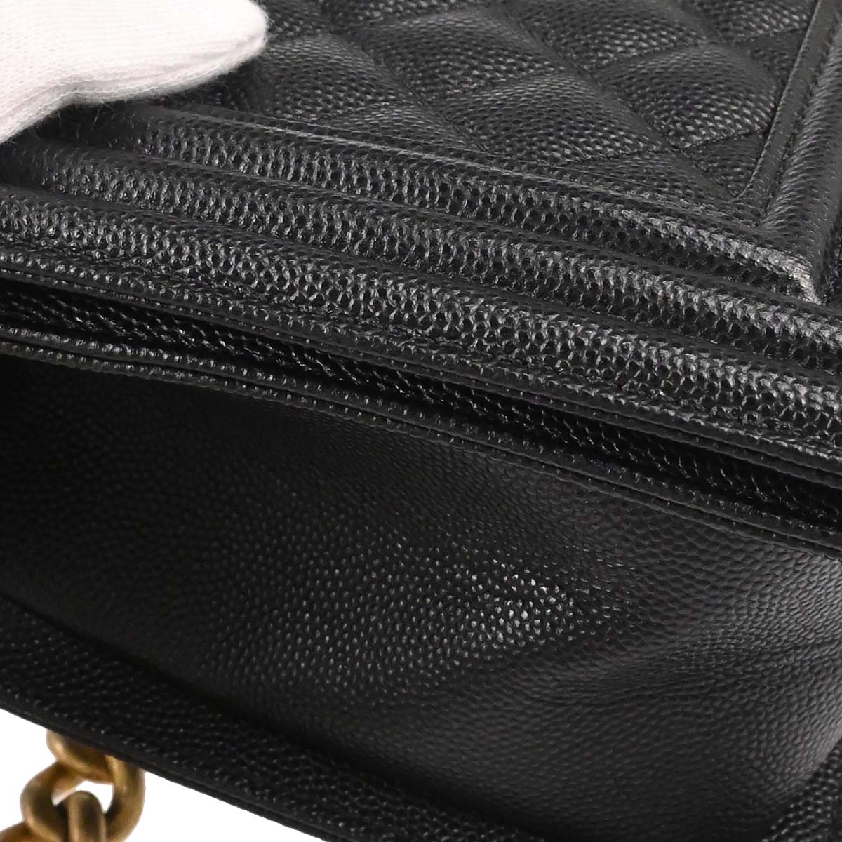 Boy Chanel Black Caviar Skin Medium Chain Shoulder Bag