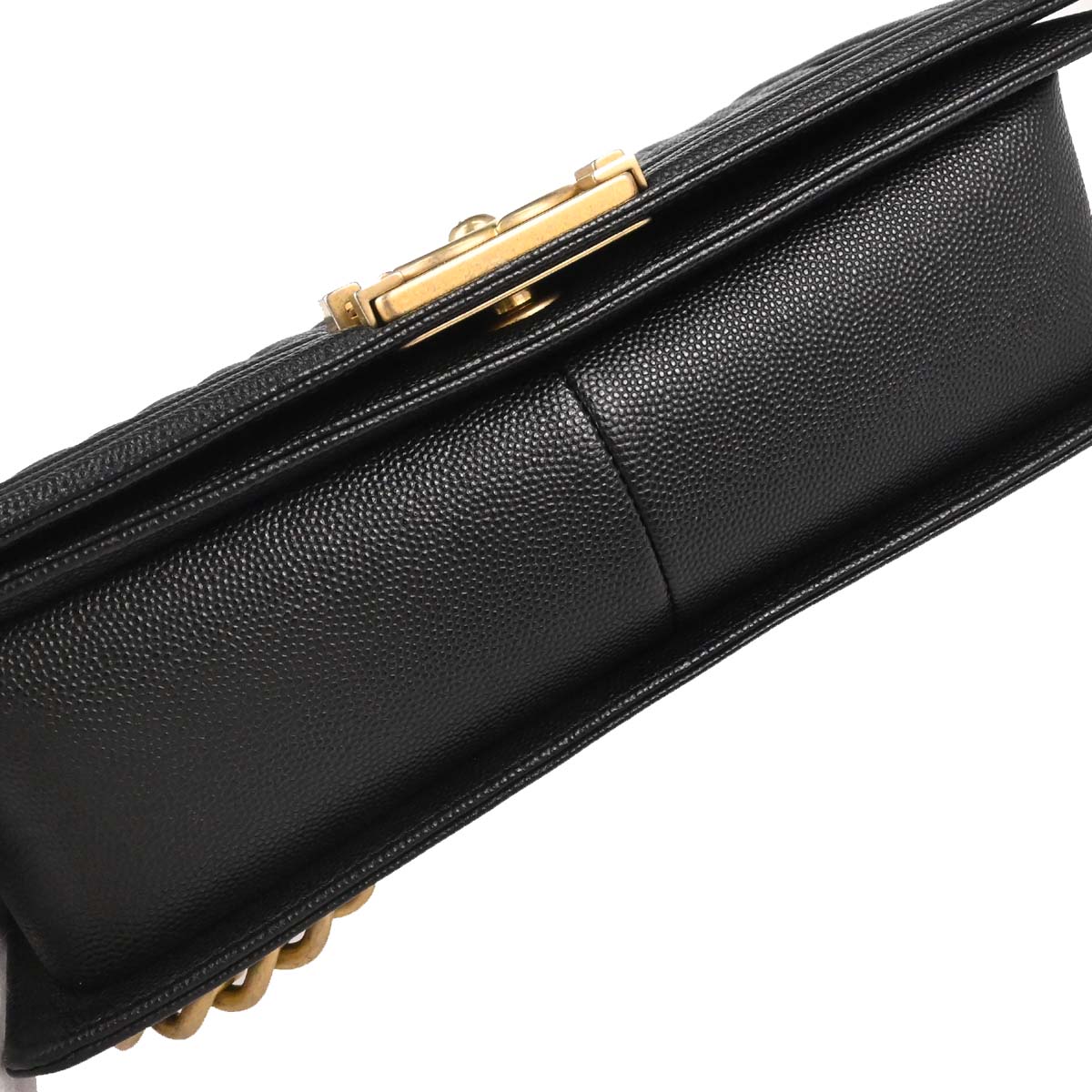 Boy Chanel Black Caviar Skin Medium Chain Shoulder Bag