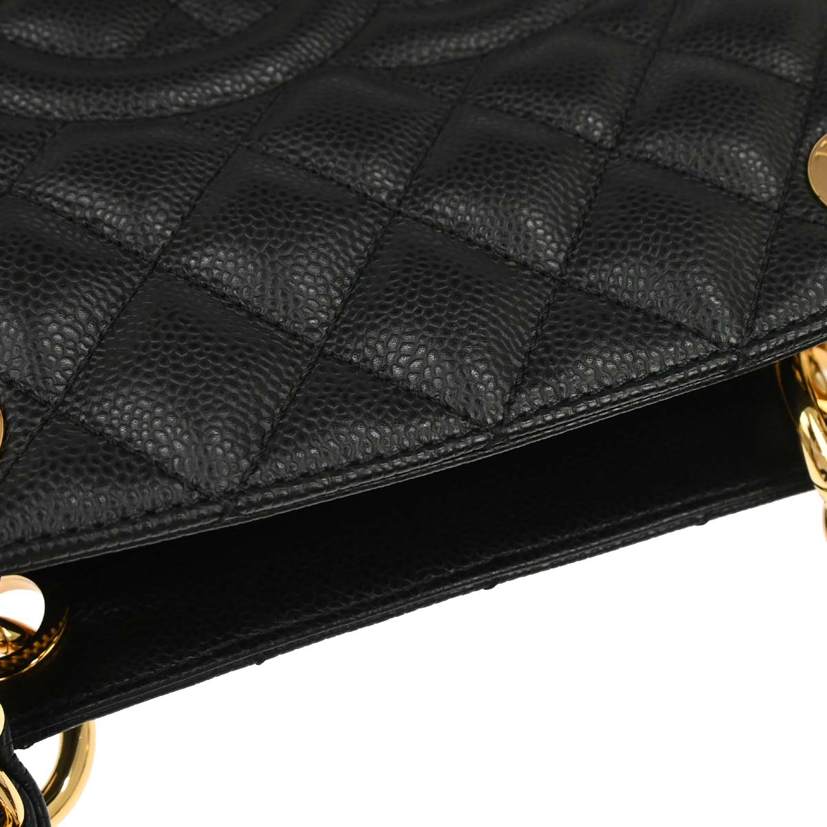 Chanel 2014 Black Caviar Skin Grand Shopping Tote GST Chain Handbag