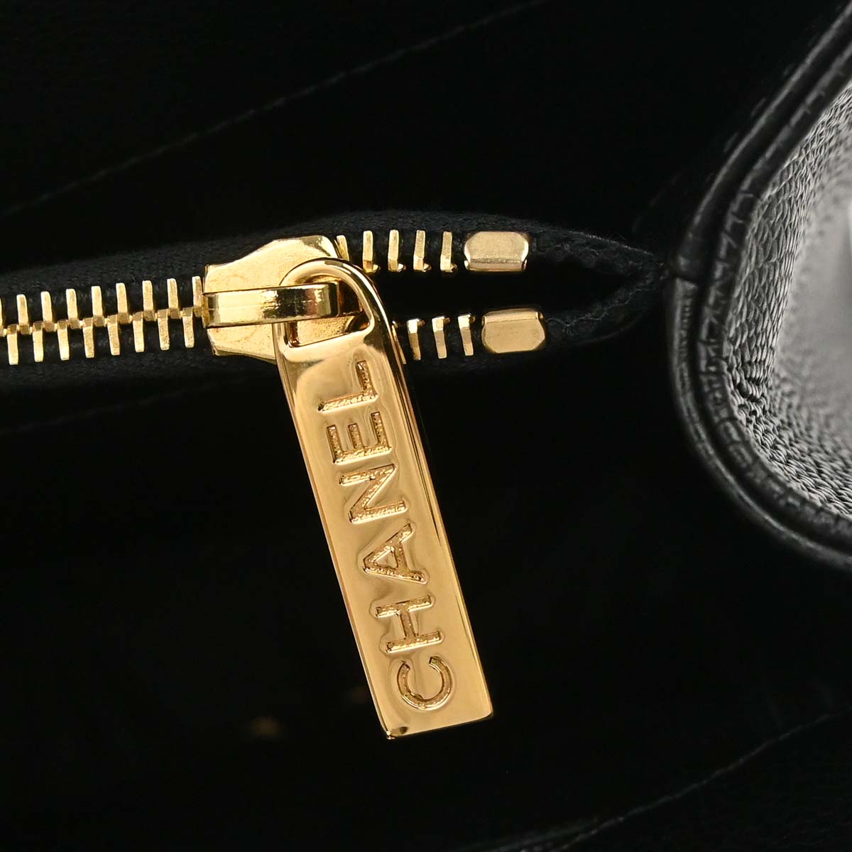 Chanel 2014 Black Caviar Skin Grand Shopping Tote GST Chain Handbag