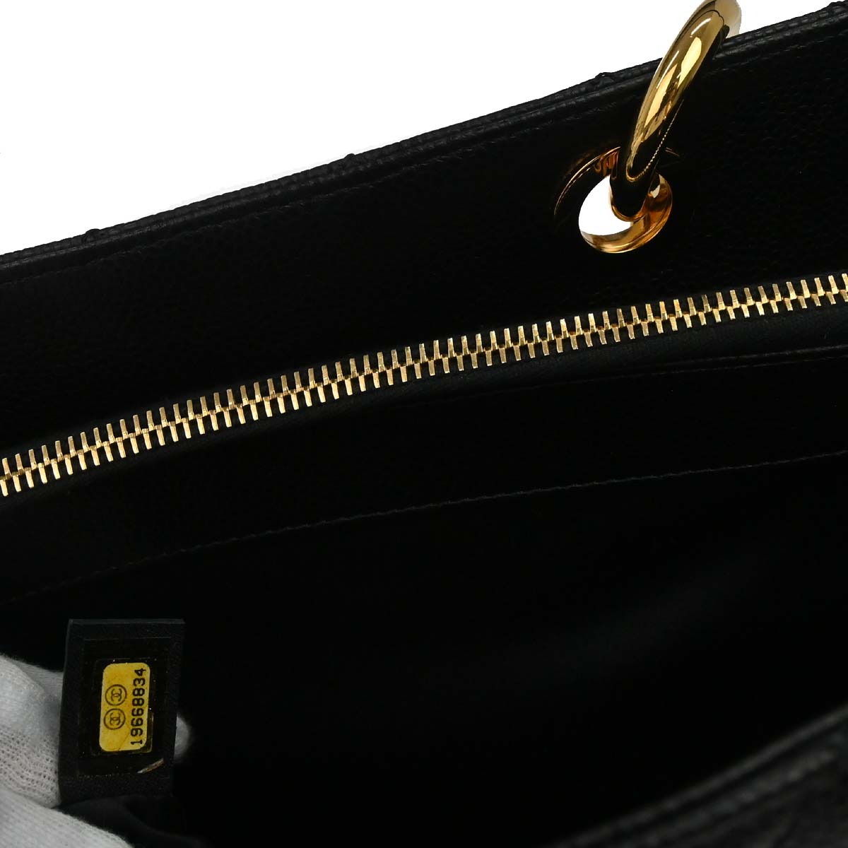 Chanel 2014 Black Caviar Skin Grand Shopping Tote GST Chain Handbag