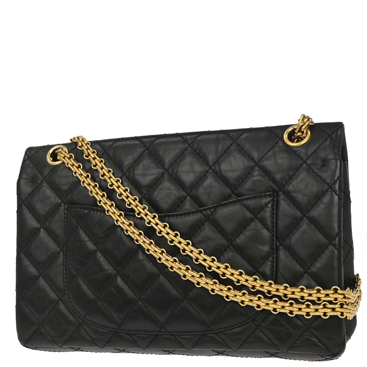 Chanel 2013-2014 Black Calfskin 2.55 Double Flap Shoulder Bag