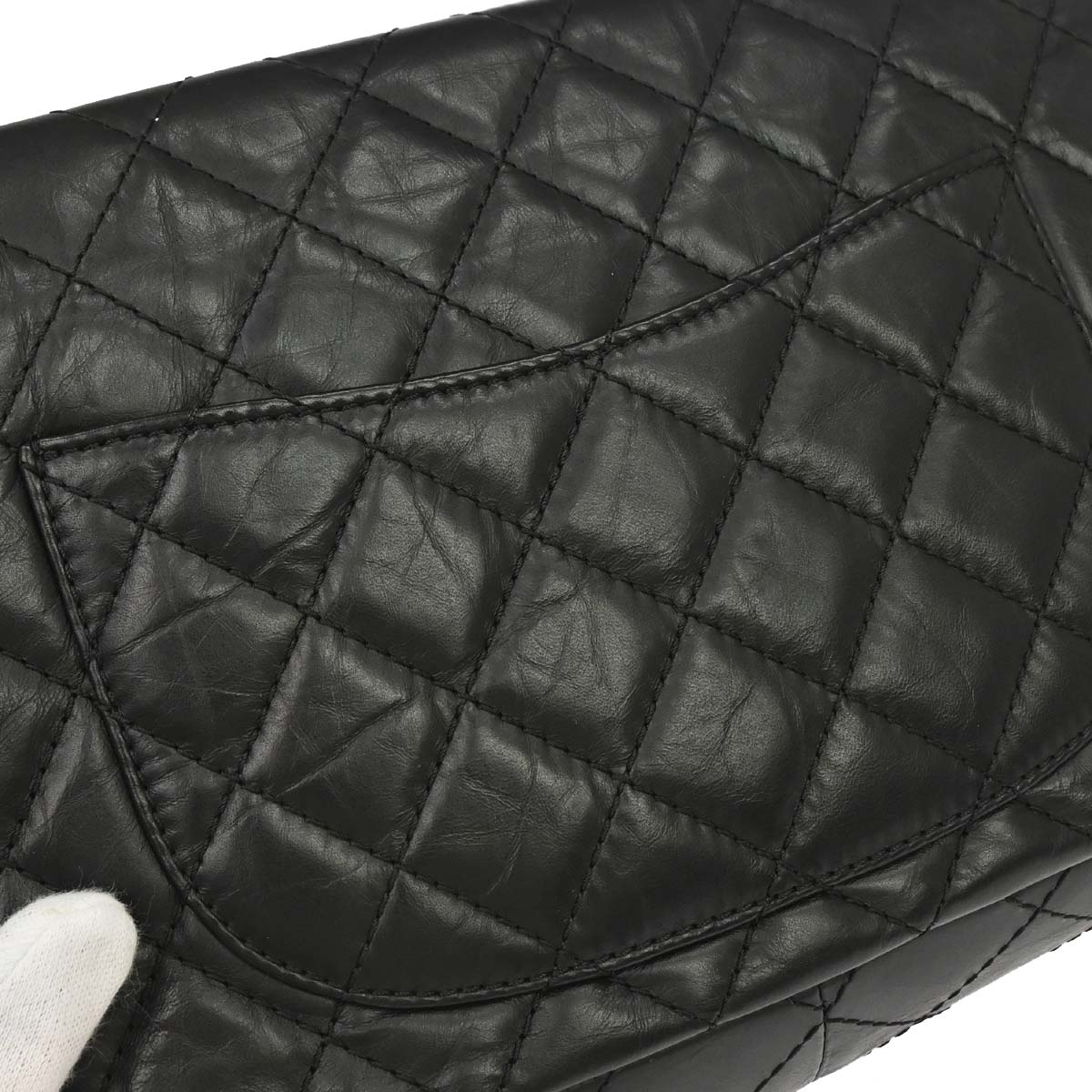 Chanel 2013-2014 Black Calfskin 2.55 Double Flap Shoulder Bag