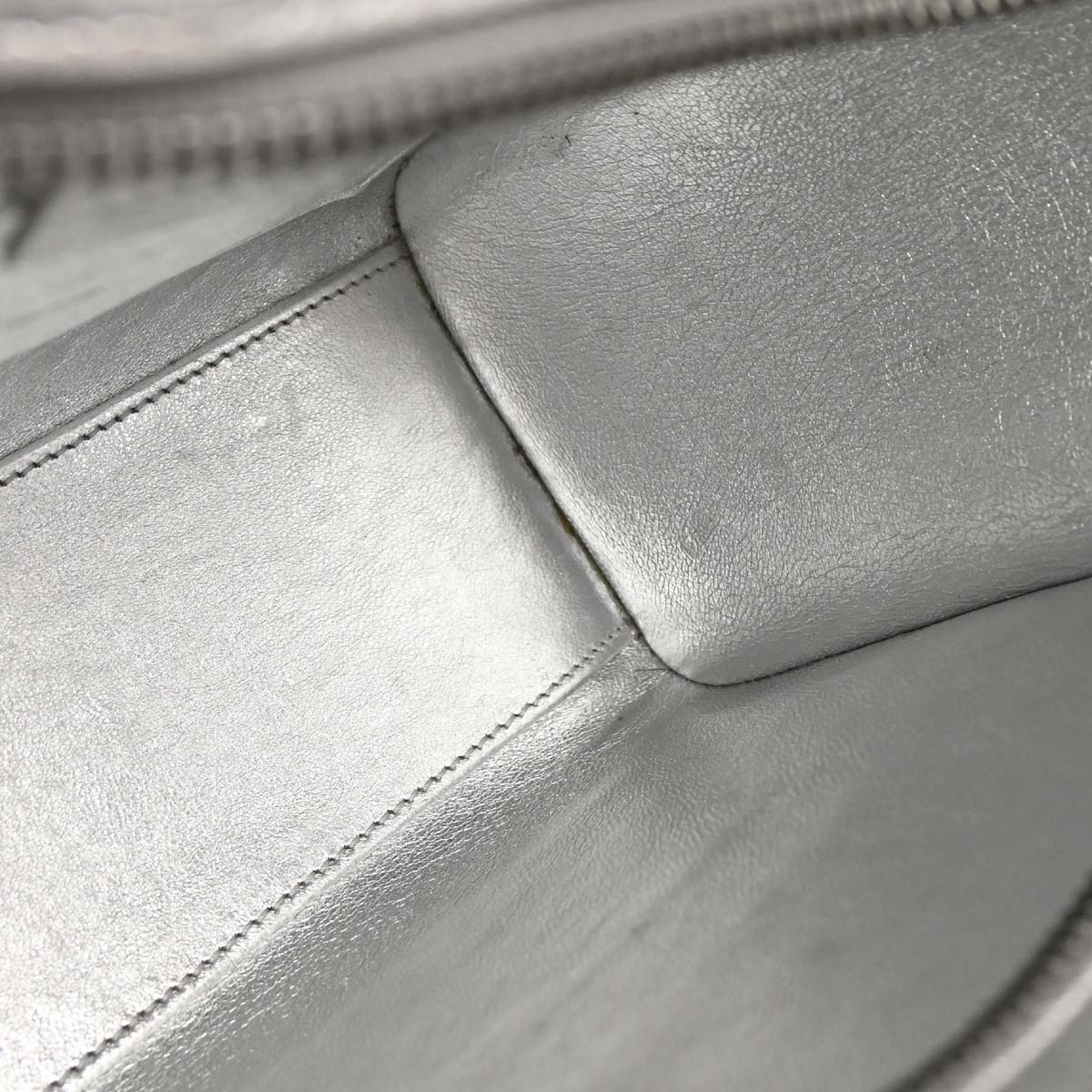 Celine Silver Lambskin Nano Luggage 2way Shoulder Tote Bag