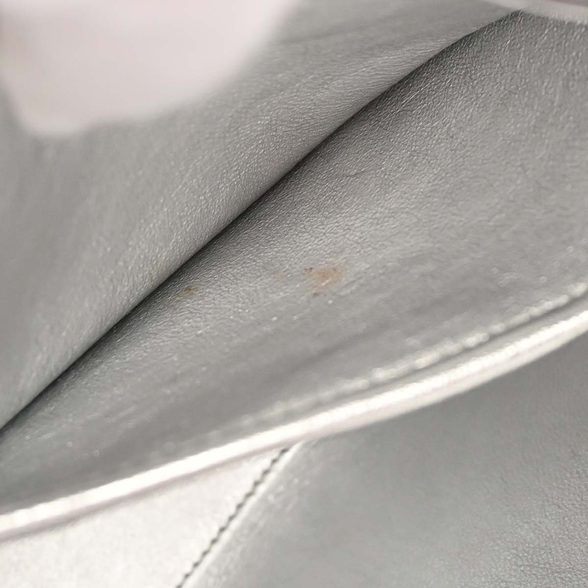 Celine Silver Lambskin Nano Luggage 2way Shoulder Tote Bag