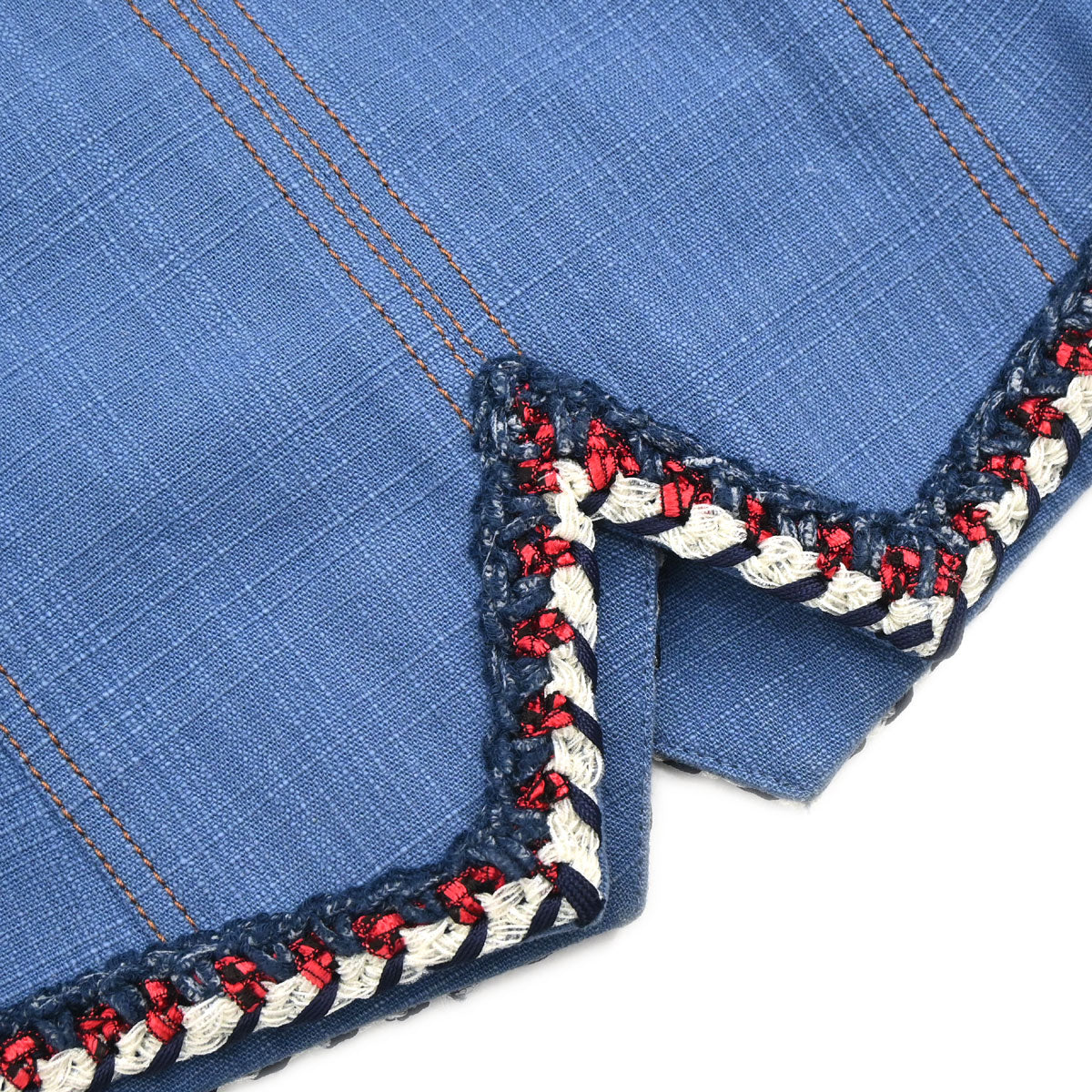 Chanel 2013 Single Breasted Collarless Jacket Blue #34