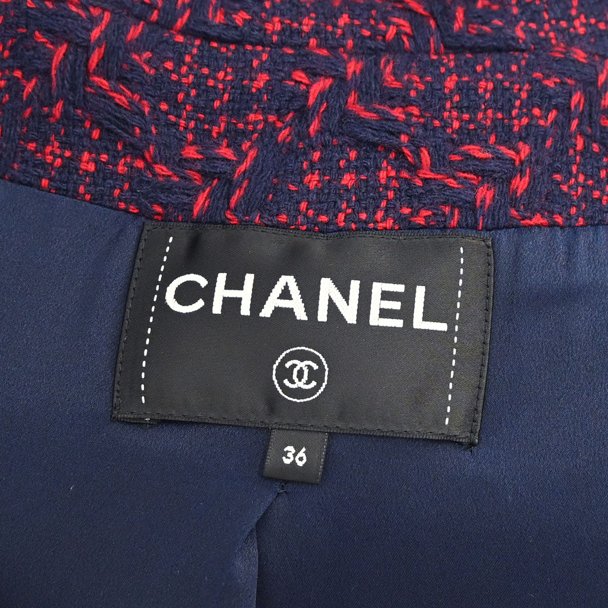 Chanel 2017-2018 Tweed Long Coat Navy Red #36