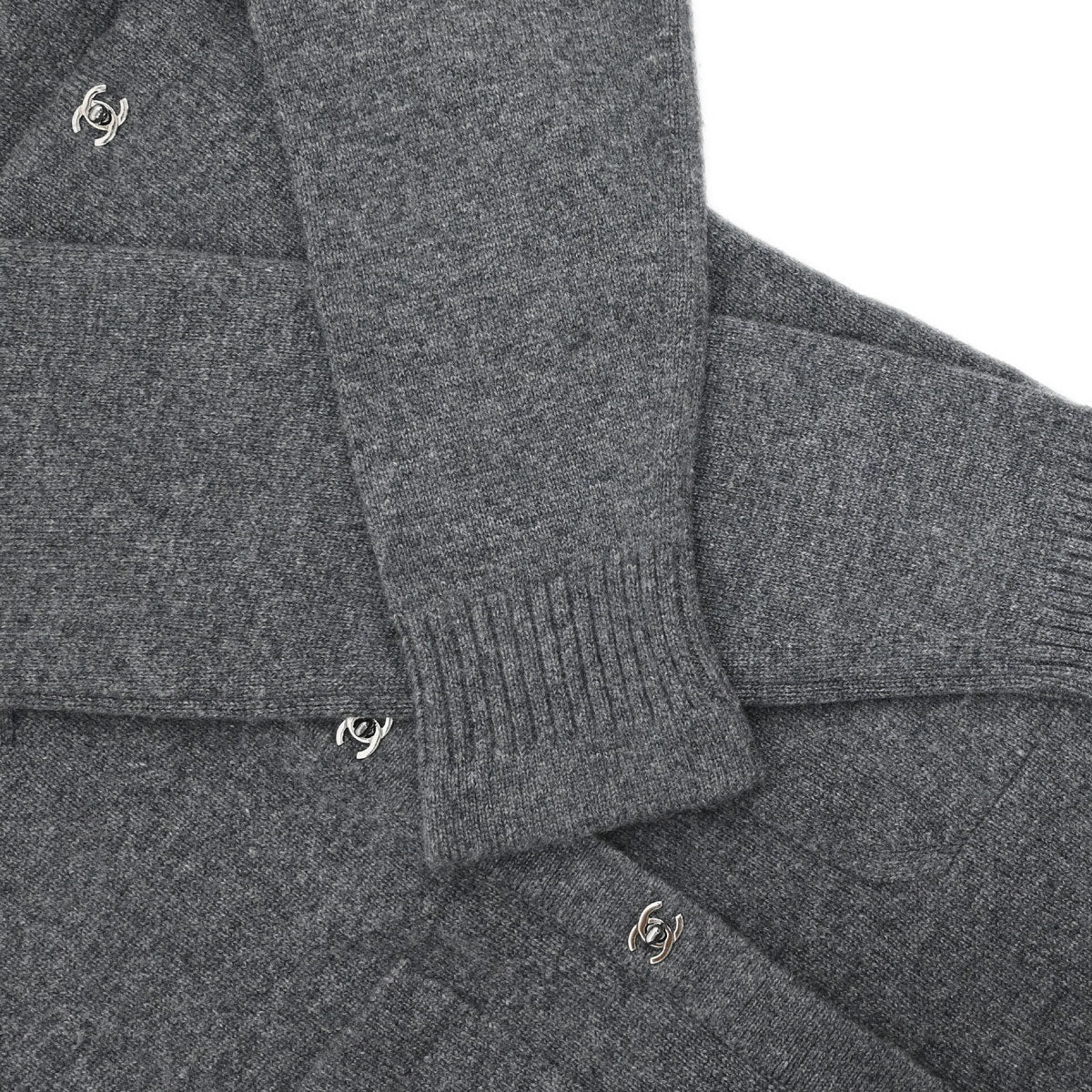 Chanel 2010 Cardigan Turnlock Button Gray #38
