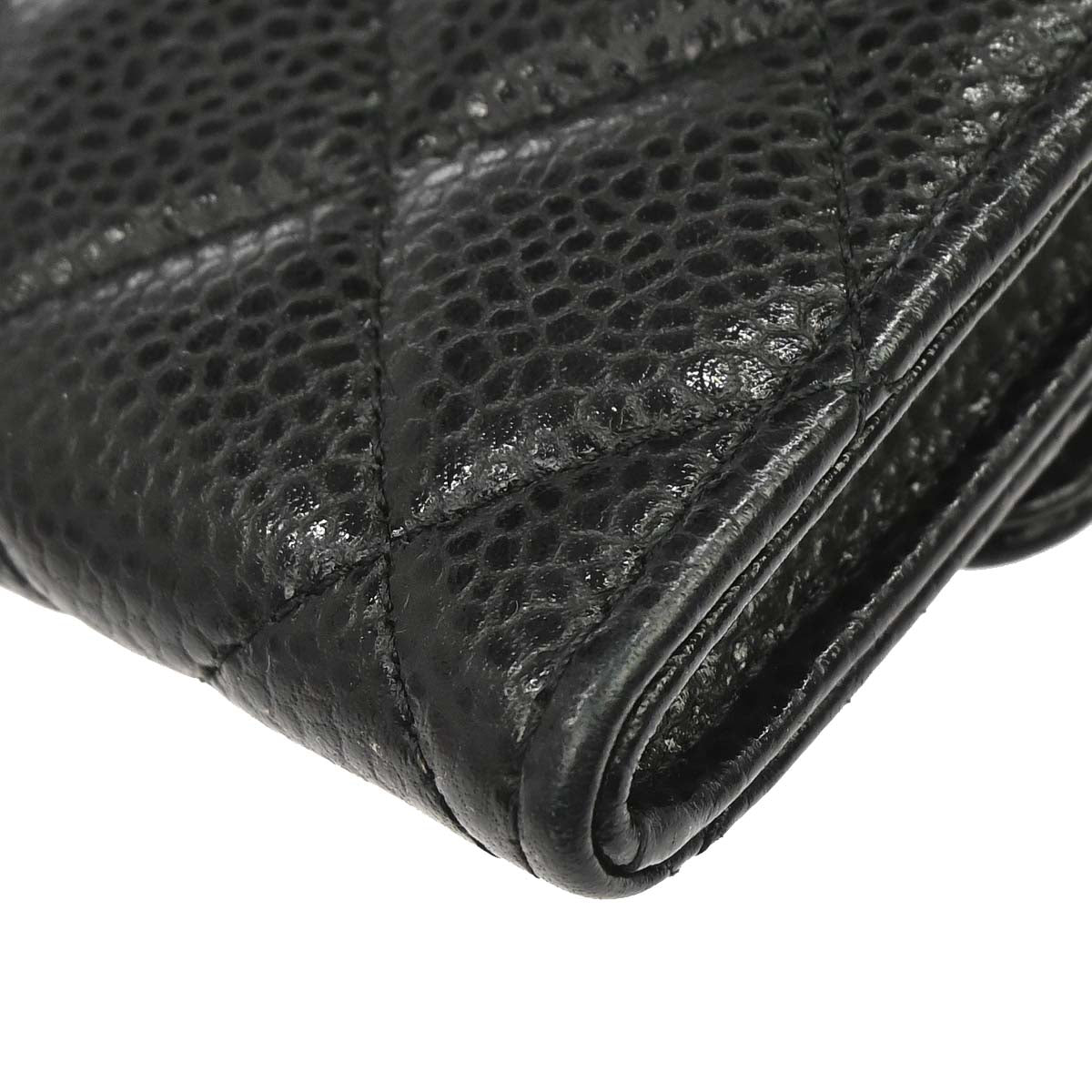 Chanel 2019 Black Caviar Skin Coin Purse Wallet