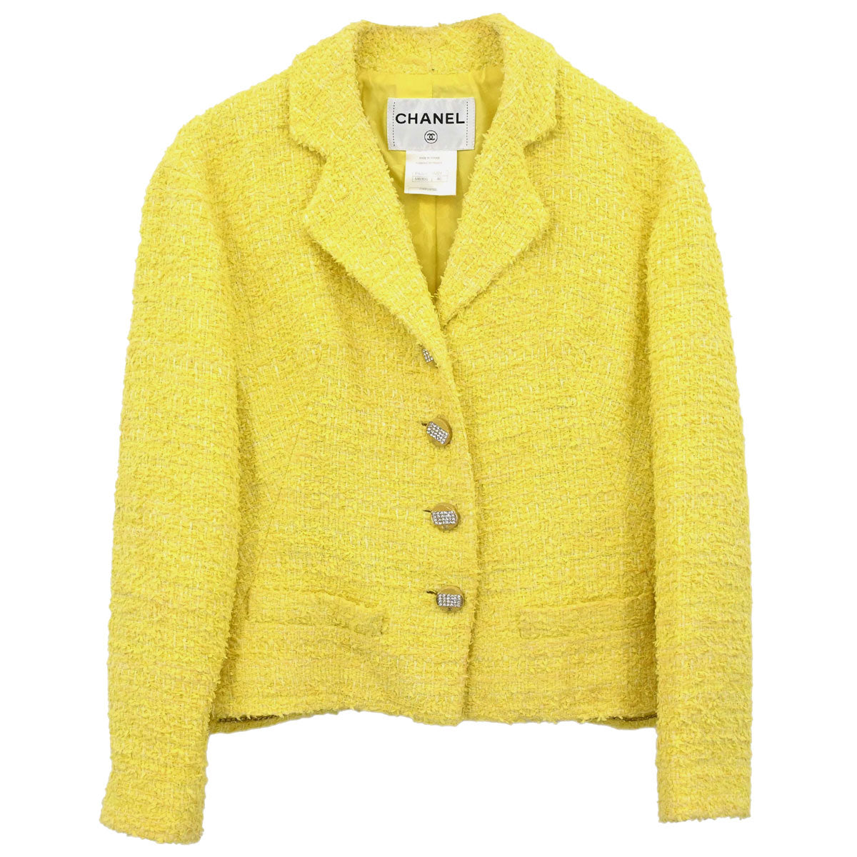Chanel Single Breasted Jacket Tweed Yellow #40