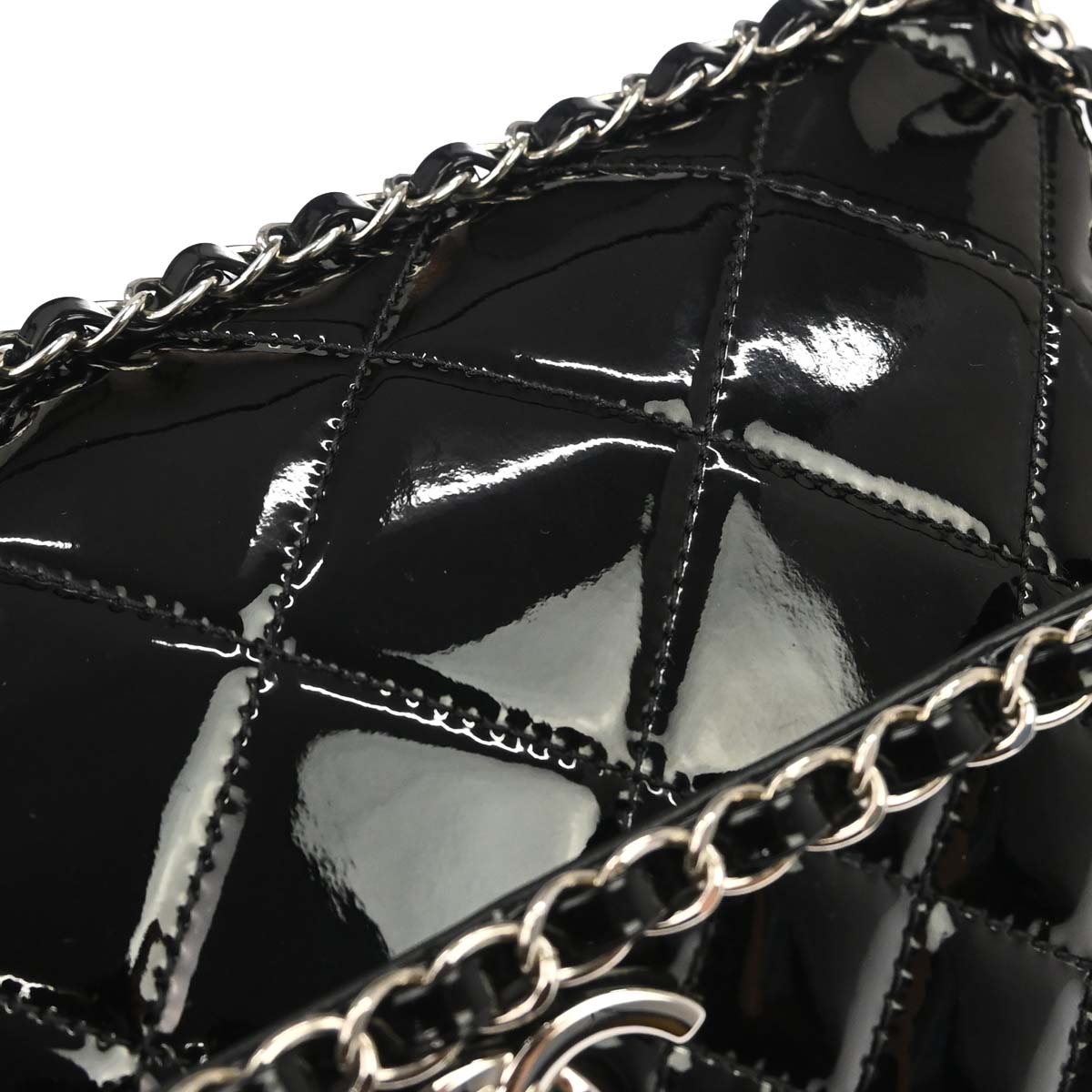 Chanel 2010-2011 Black Patent Leather Jumbo In the Business Flap Shoulder Bag