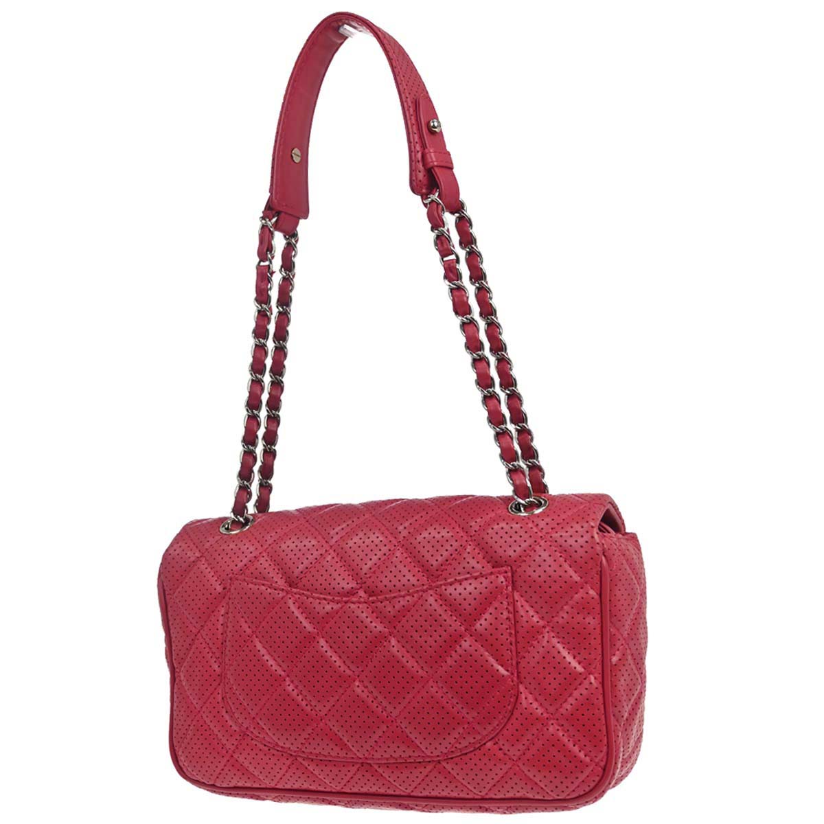 Chanel 2014 Red Perforated Lambskin Handbag