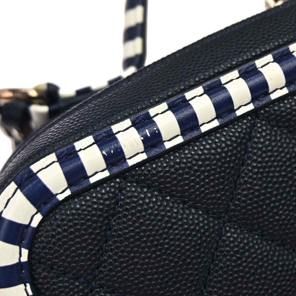 Chanel 2019 Navy Caviar Skin CC Filigree 2way Shoulder Vanity Handbag