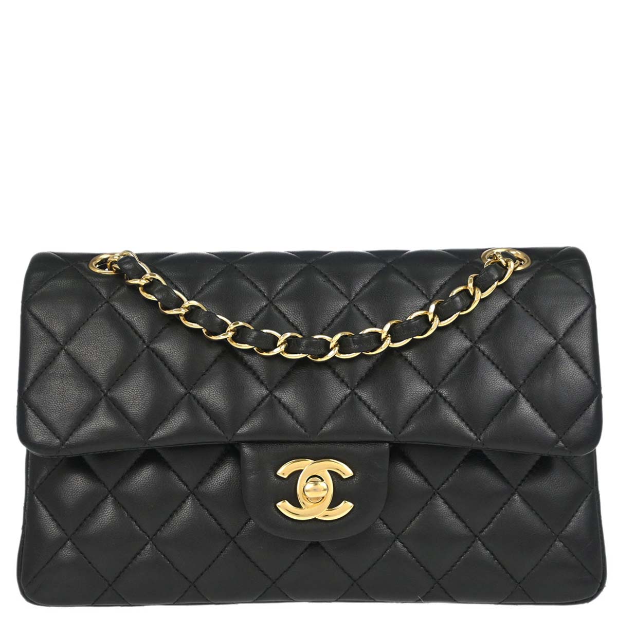 Chanel Black Lambskin Small Classic Double Flap Shoulder Bag