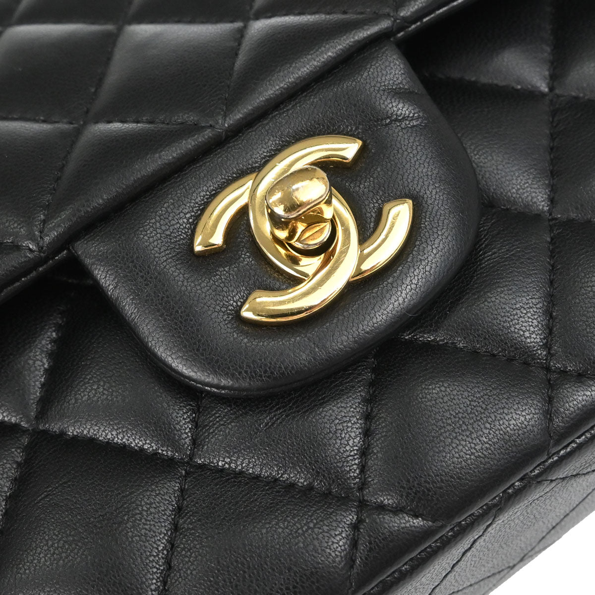 Chanel Black Lambskin Small Classic Double Flap Shoulder Bag
