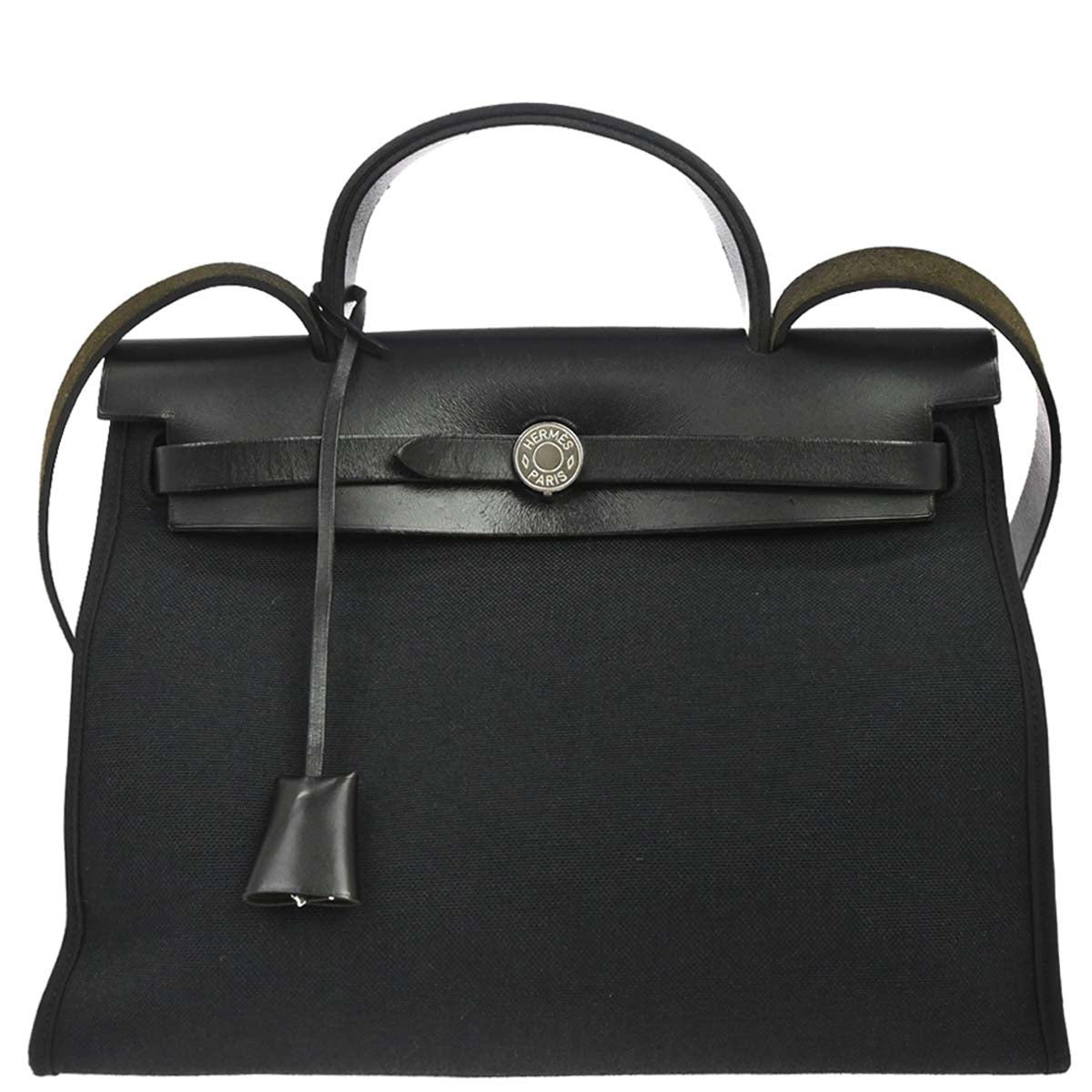 Hermes Black Toile Officier Herbag Zip PM 2way Shoulder Handbag