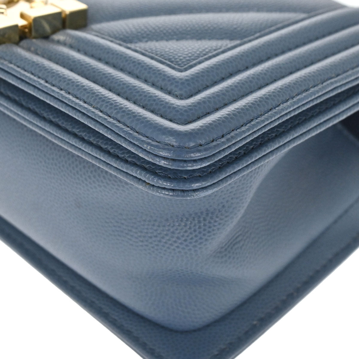 Boy Chanel 2018 Light Blue Caviar Skin Small Chain Shoulder Bag