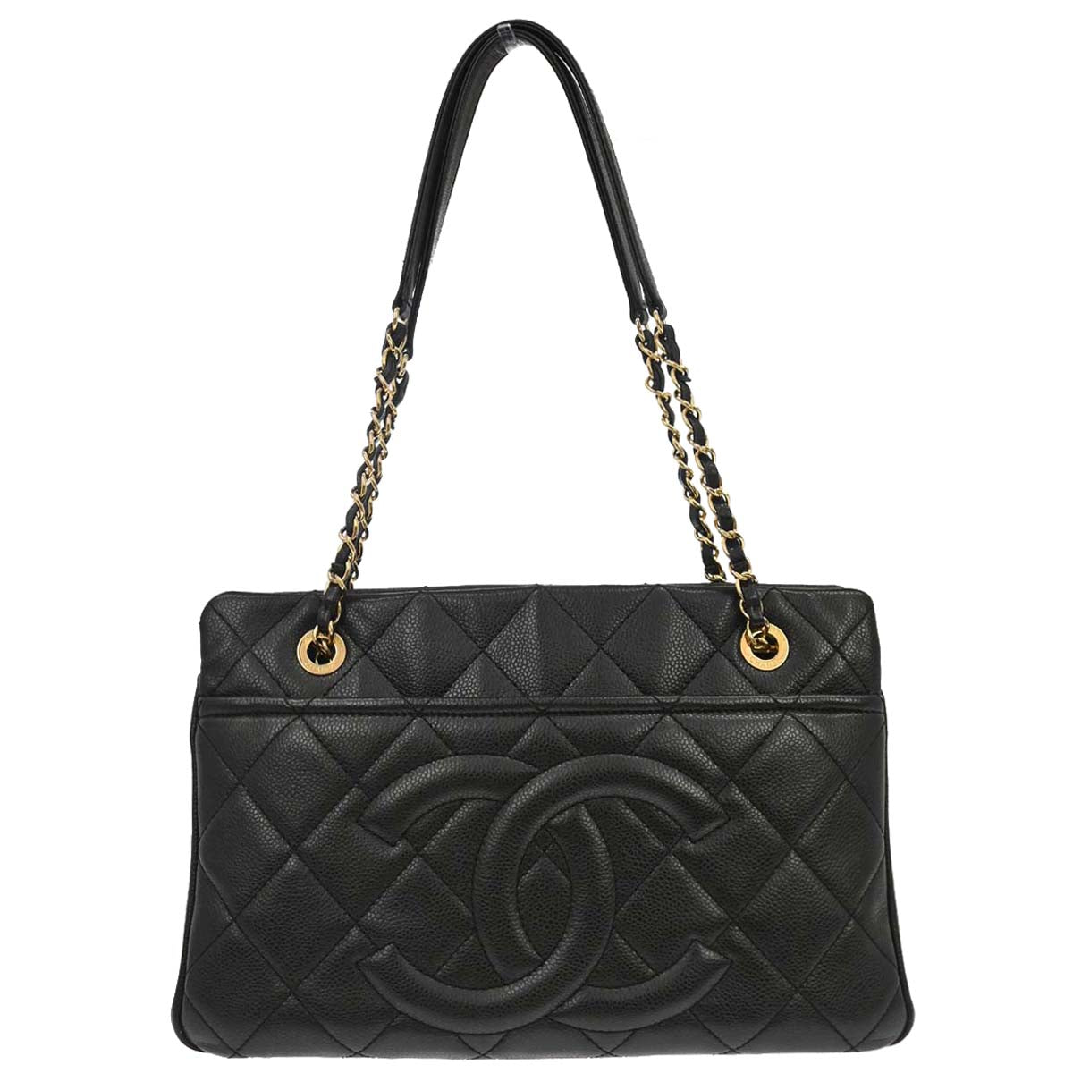 Chanel Black Caviar Skin Timeless CC Chain Tote Bag