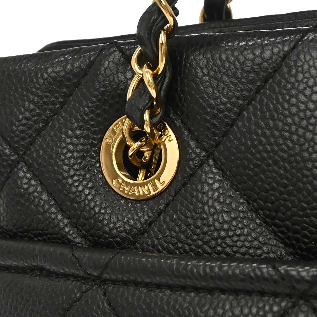 Chanel Black Caviar Skin Timeless CC Chain Tote Bag