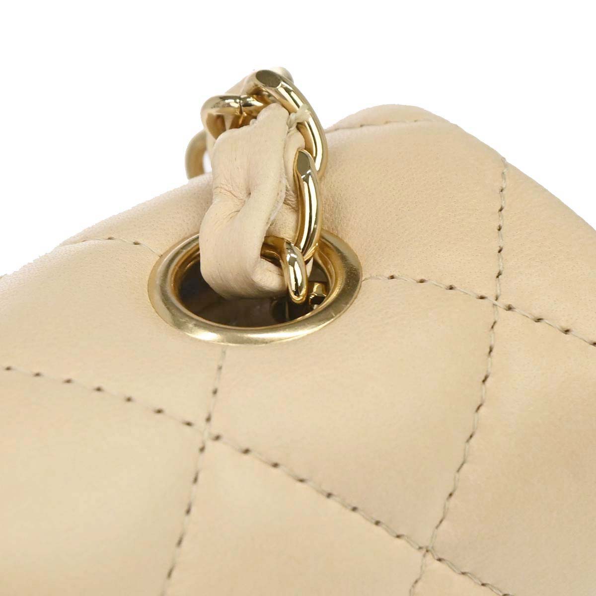 Chanel 2010-2011 Beige Lambskin East West Shoulder Bag