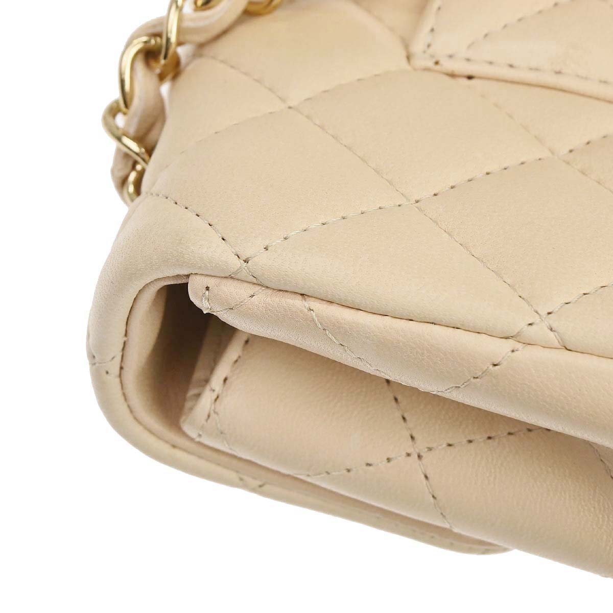Chanel 2010-2011 Beige Lambskin East West Shoulder Bag