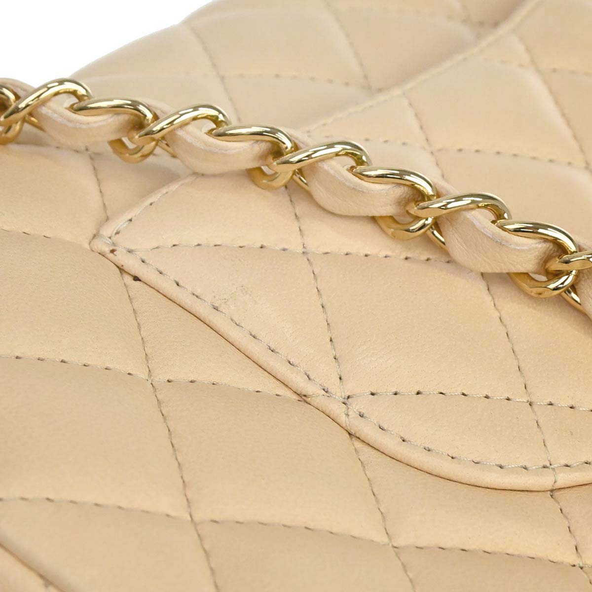 Chanel 2010-2011 Beige Lambskin East West Shoulder Bag