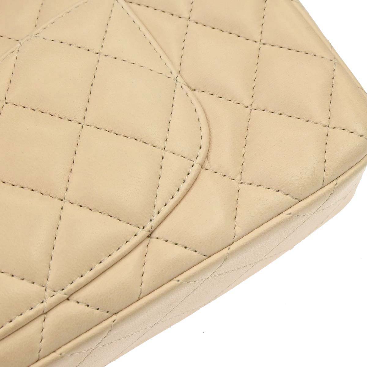 Chanel 2010-2011 Beige Lambskin East West Shoulder Bag
