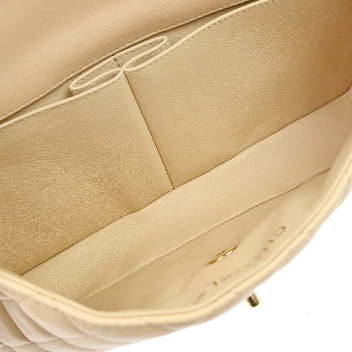 Chanel 2010-2011 Beige Lambskin East West Shoulder Bag