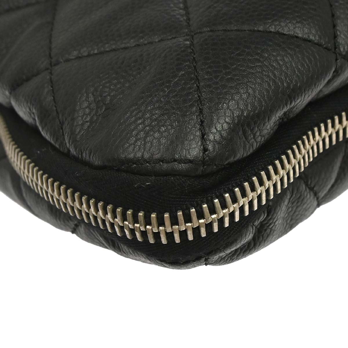 Chanel 2011 Black Caviar Skin Chain Expandable Tote Bag