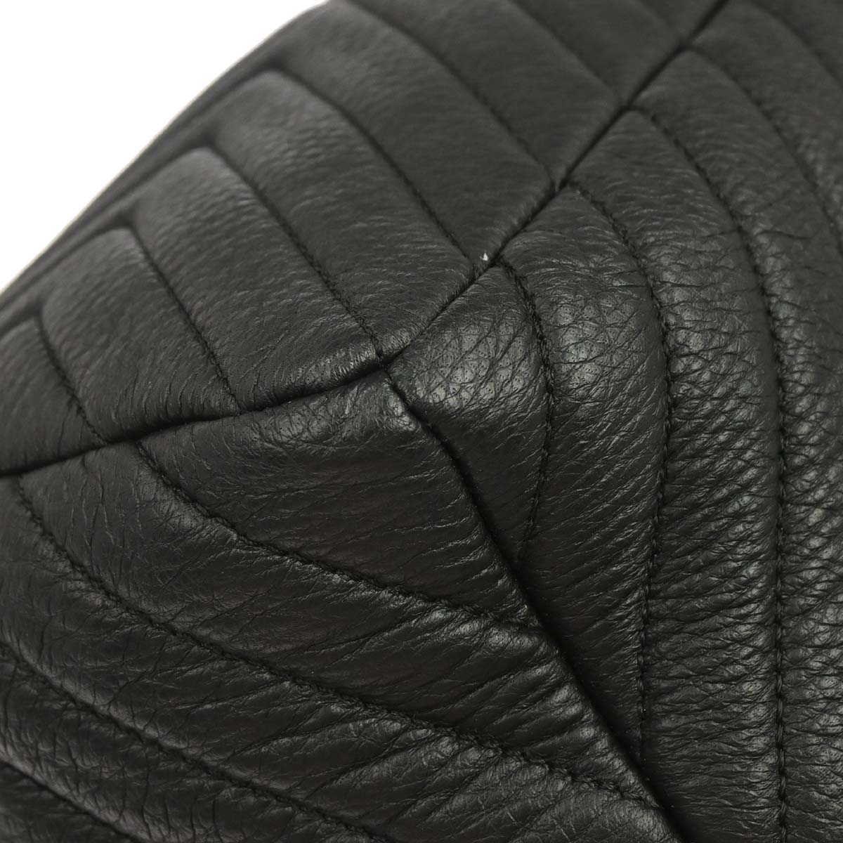 Chanel 2017 Black Deerskin Urban Spirit Chevron Drawstring Bucket Tote Handbag