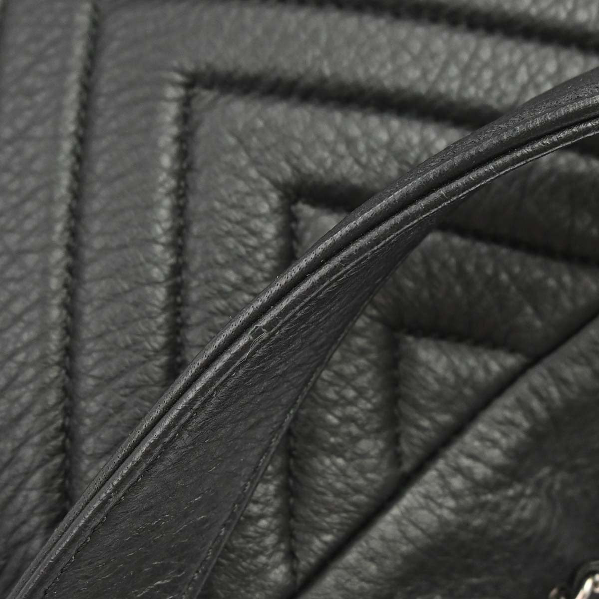 Chanel 2017 Black Deerskin Urban Spirit Chevron Drawstring Bucket Tote Handbag