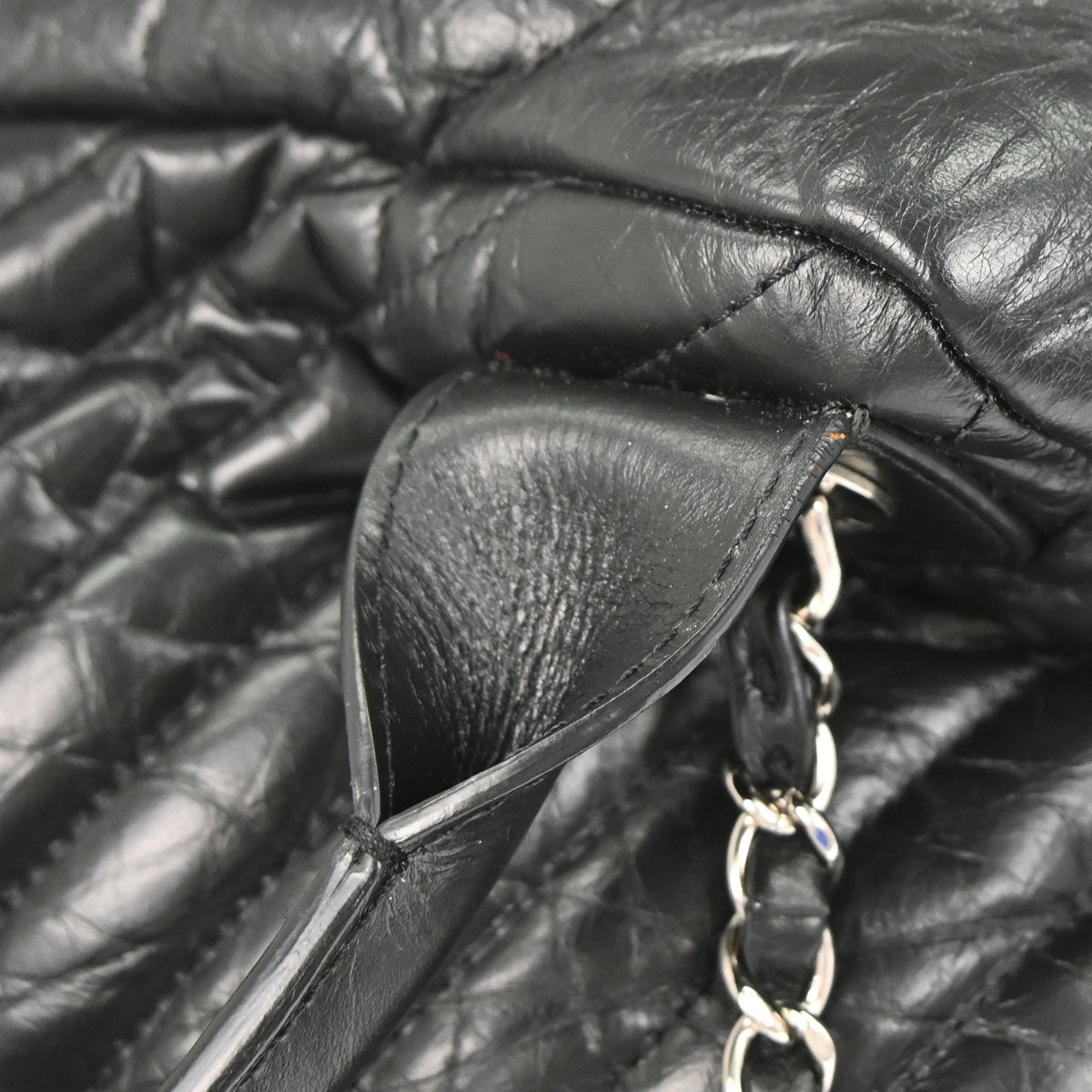 Chanel 2018 Black Calfskin Chevron Soft Bowling Bag Handbag