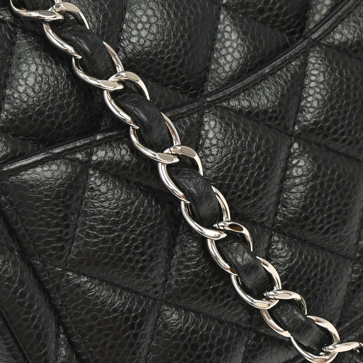 Chanel 2013-2014 Black Caviar Skin Mini Classic Square Flap Shoulder Bag 17
