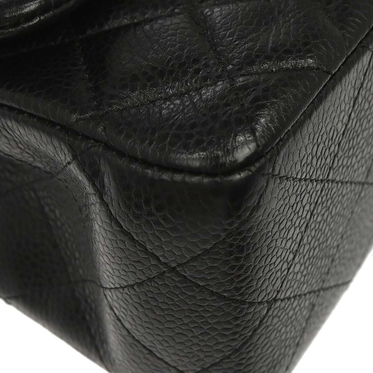 Chanel 2013-2014 Black Caviar Skin Mini Classic Square Flap Shoulder Bag 17