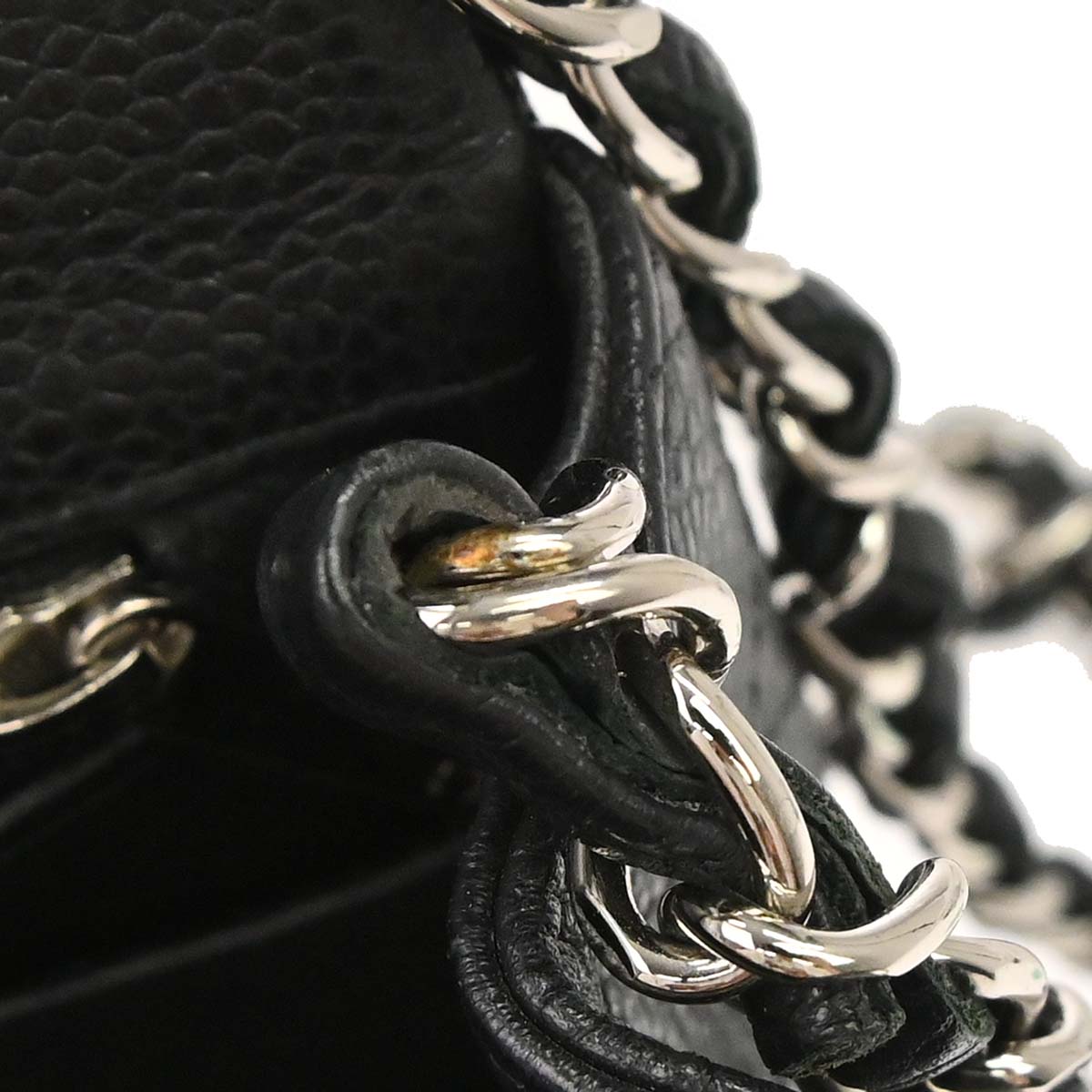 Chanel 2013-2014 Black Caviar Skin Mini Classic Square Flap Shoulder Bag 17